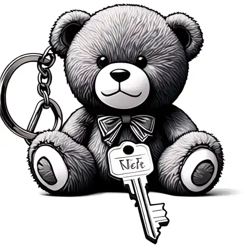 Teddy Bear Key Ring With Key