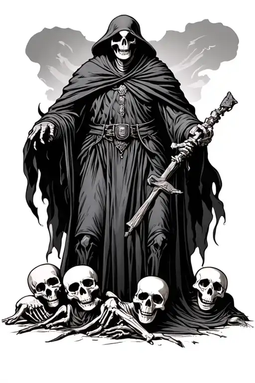 Usmc Grim Reaper Standing Over Skeletons