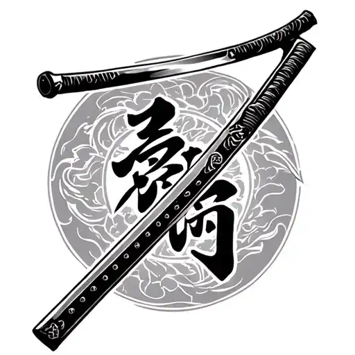 A Katana Sword With Japanese Symbol Of A Family