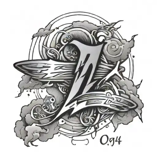 The Word Orphic On The Forarm With The Number 2004 And Lightnings