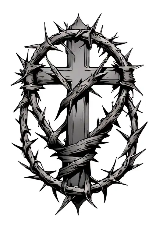 Cross And Crown Of Thorns Wrapped