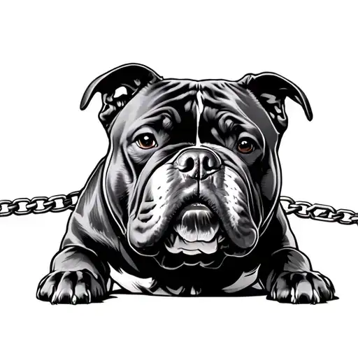 American Bully Pulling On Chain