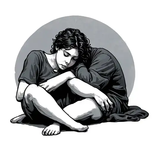 Sleeping Person And Awake Person Sitting