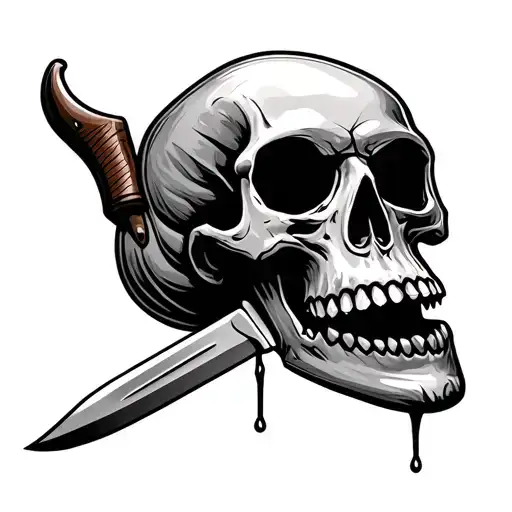 Skull With Knife