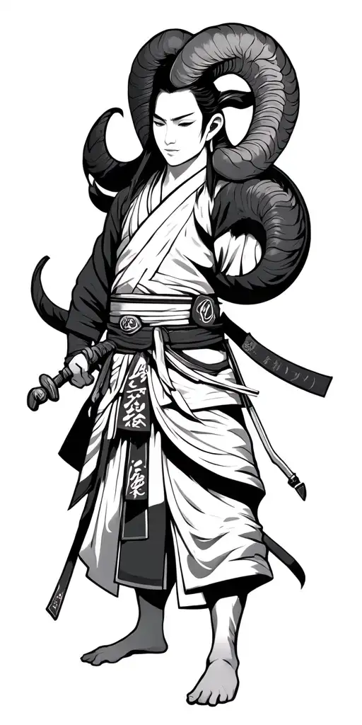 Ronin Japanese With Aries Zodiac Sign