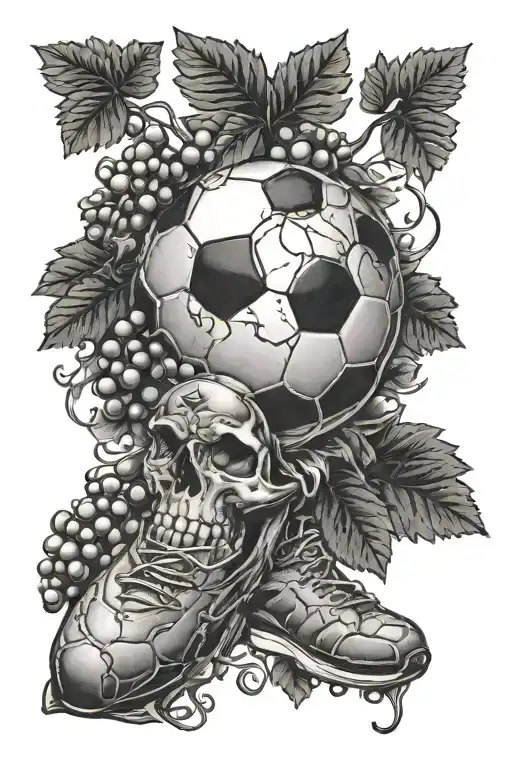 Grandfather Memorial Tattoo Featuring Soccer And Grape