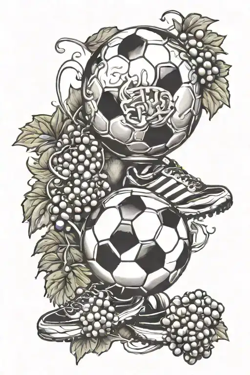 Grandfather Memorial Tattoo Featuring Soccer And Grape