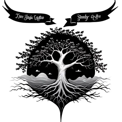 Tree Of Life With Names Written