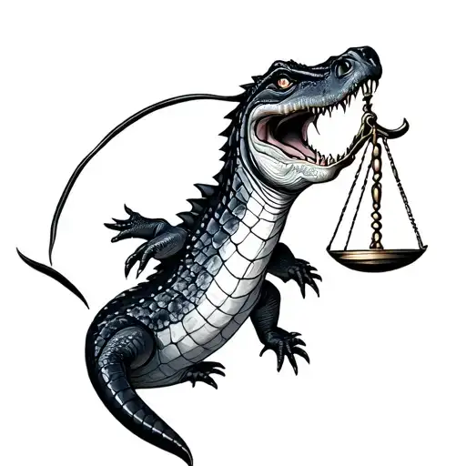 Crocodile With Libra Scale Balanced