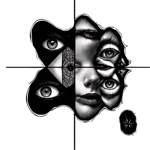 Multiple Different Eyes Looking Different Directions In Black Webs