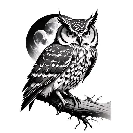 Owl And Moon