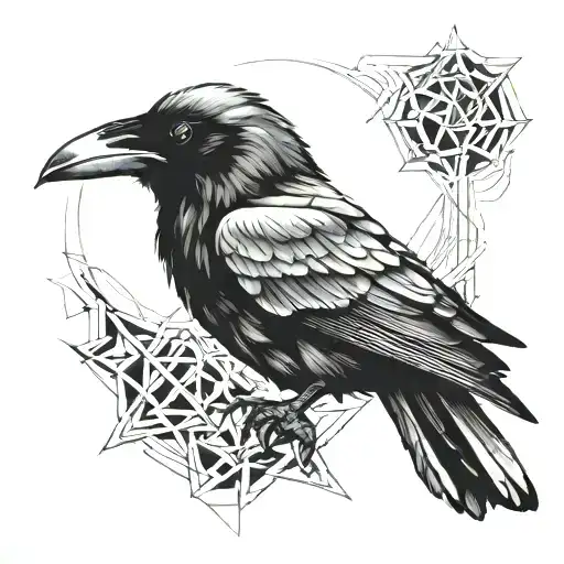 Raven Tattoo Blackout Geometric