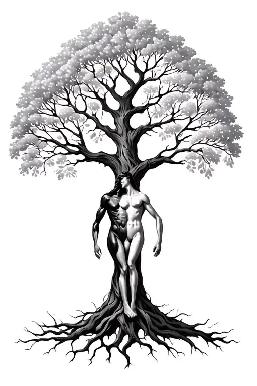 Tree Of Life With A Male And Female Bodies Intertwined As Trunk