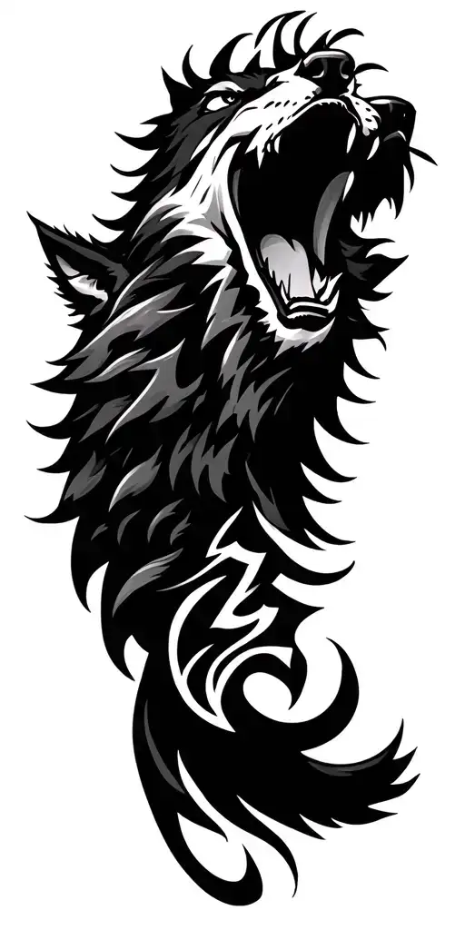 Kyokushin Symbol And Screaming Wolf Howling