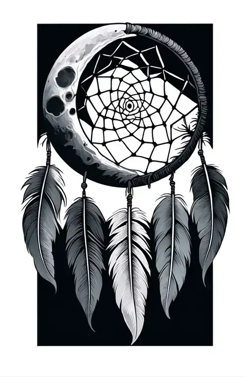Dreamcatcher With Moon 3 Feathers