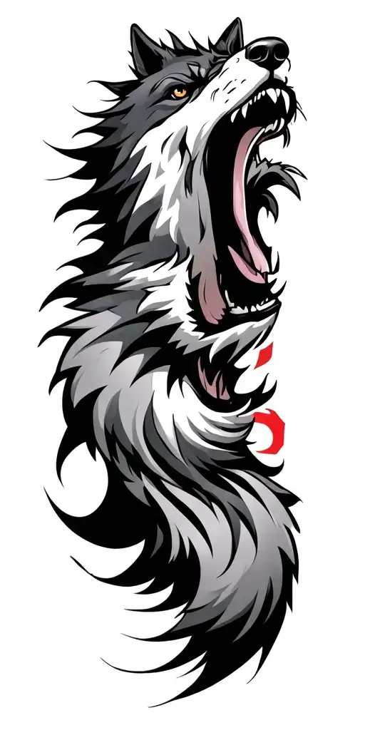 Kyokushin Symbol And Screaming Wolf Howling Wolf Surrounded