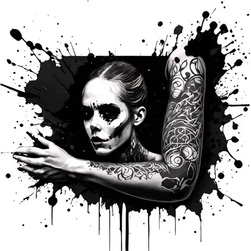 Trash Polka Black Grey Tattoo Forearm Sleeve