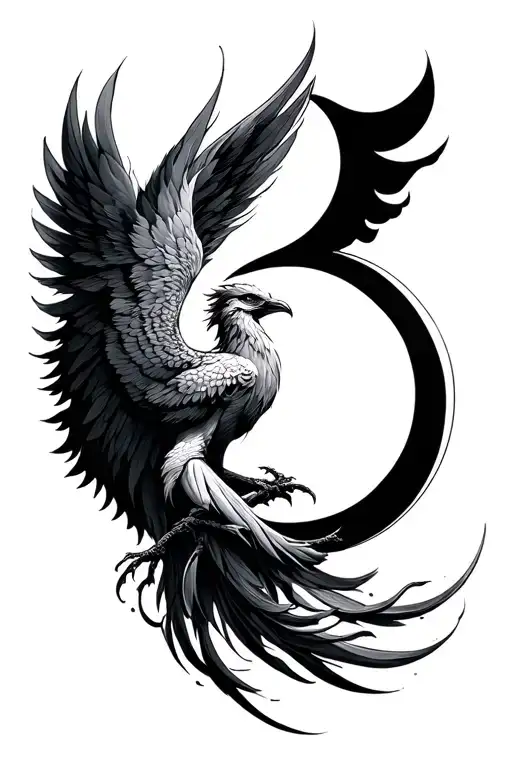 Moon Phase And Phoenix Rising Simple