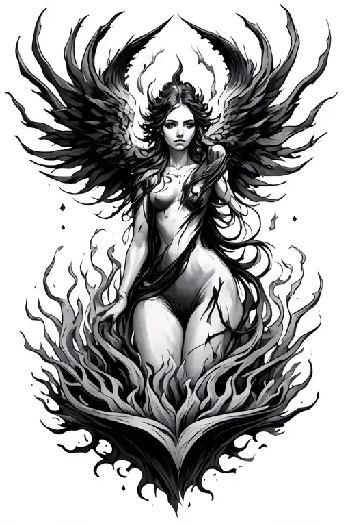 Phonix Rising From The Ashes Symbolizing Rebirth For A Female