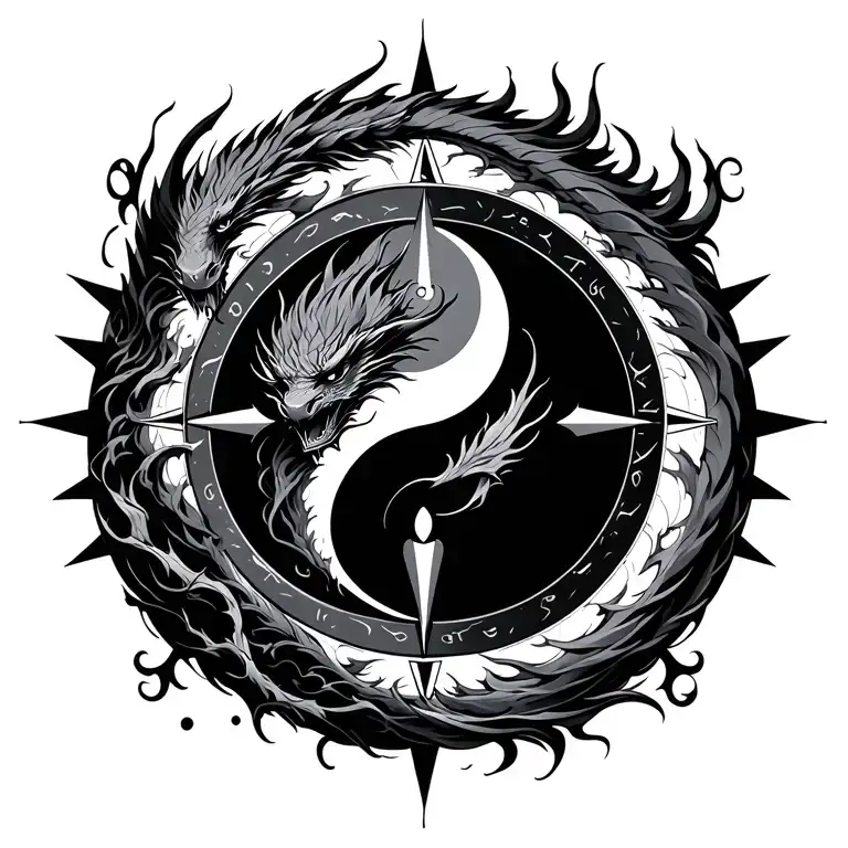 Yin Yang Compass Dragon