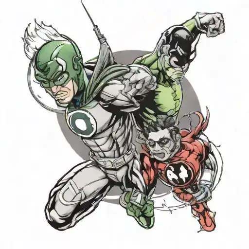 Split Green Lantern And Red Lantern For Father And Daughter