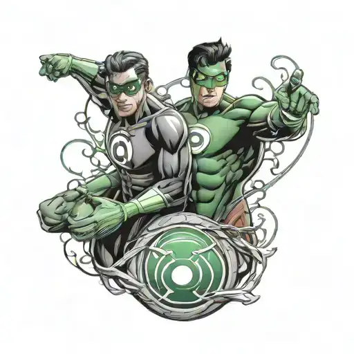 Split Green Lantern And Red Lantern For Father And Daughter