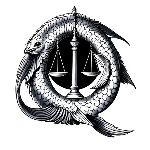 Zdiac Pisces And Scale Of Justice