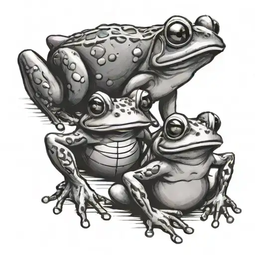 Father Daughter Frogs Playing Basketball