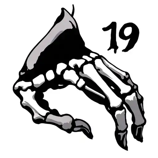 Right Hand Skeleton Hand With 19 Written Within