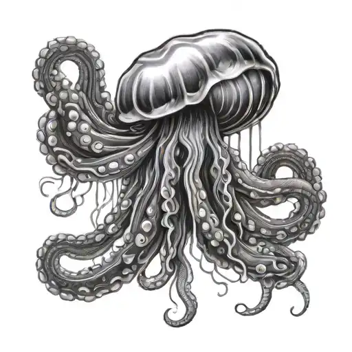 A Realistic But Cute Jelly Fish With Octopus Tentacles