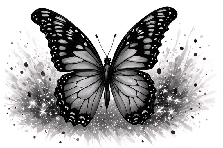 Butterfly Surrounded By Sparkles Scattered