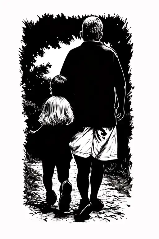 2 Kids With Dad Walking