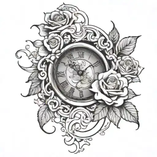 Clock With Roses Intertwined