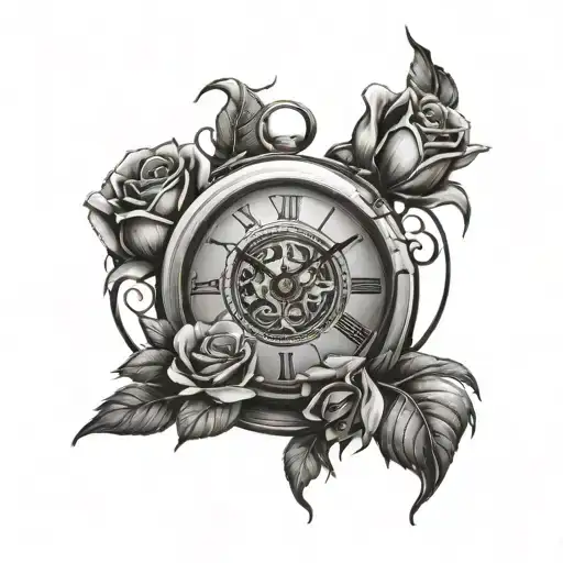 Clock With Roses Intertwined