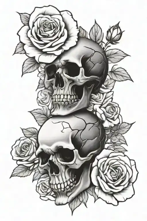 Skulls And Roses Intertwined