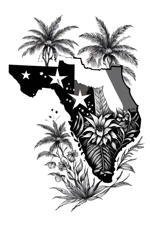 Tattoo Incorporating Texas And Florida