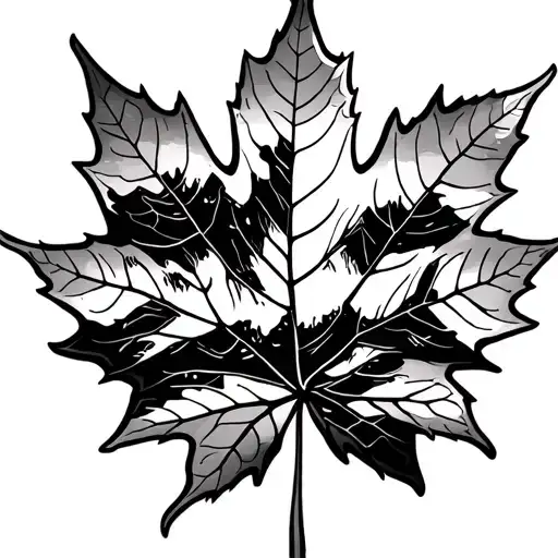 Tattoo Maple Leave With Table Mountain Outline Inside It Simple Line