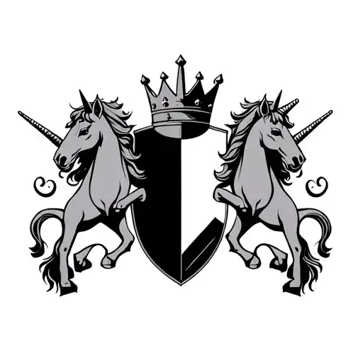 Wilkinson Family Crest With Crown And Unicorns