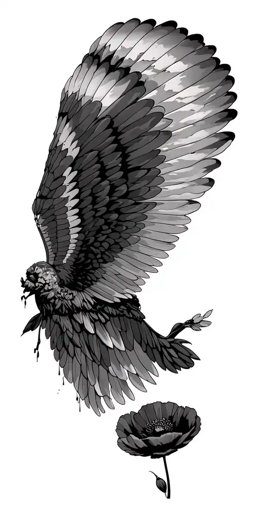 Parachute Wings Army With Poppy's Mountains