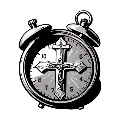 Christian Cross And A Stopwatch
