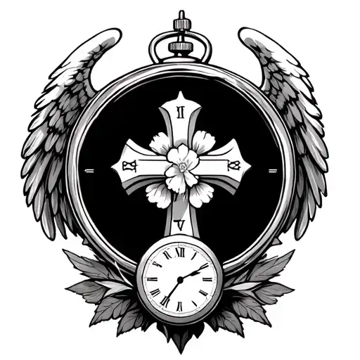 Christian Cross And A Stopwatch Angel Wing Carnation