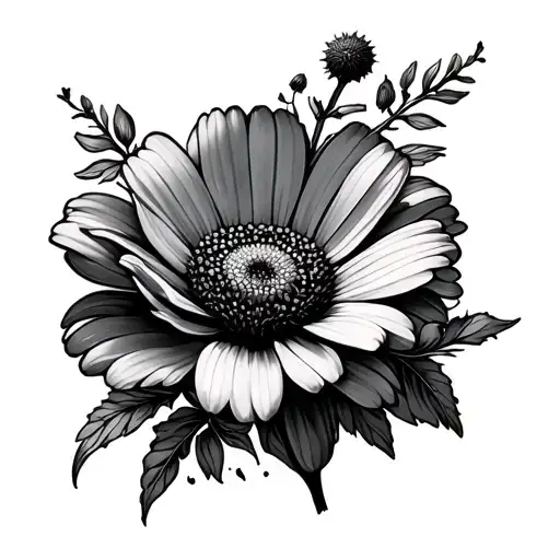 Cosmos And Marygold Flowers