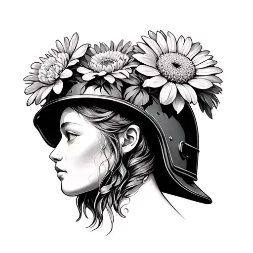 Chrysanthemum Growing From Miners Helmet