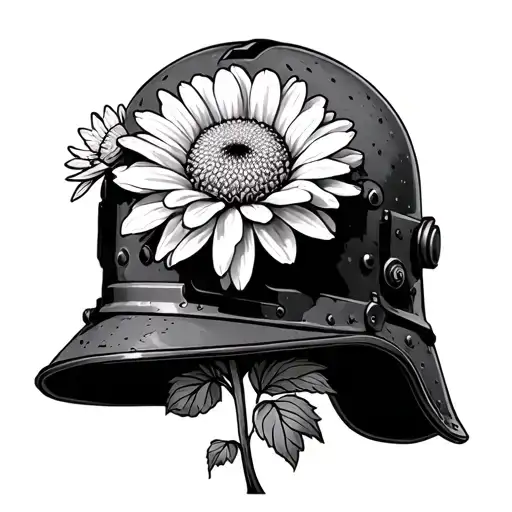 Chrysanthemum Growing From Miners Helmet