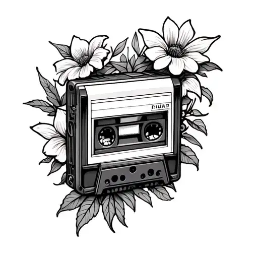Old School Cassette Tattoo Without Flowers Growing