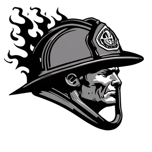 Firefighter Helmet Paintbrush With Hot Rod Flames Coming