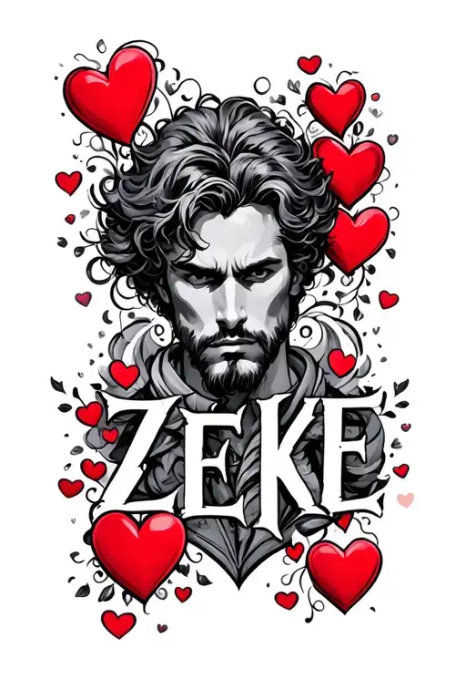 The Name Zeke Surrounded By Hearts