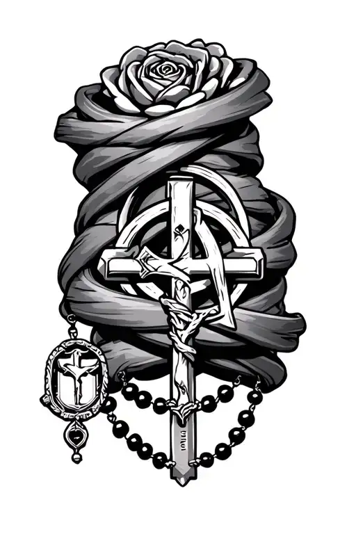 Rosary Wrapped With Anarchy Symbol