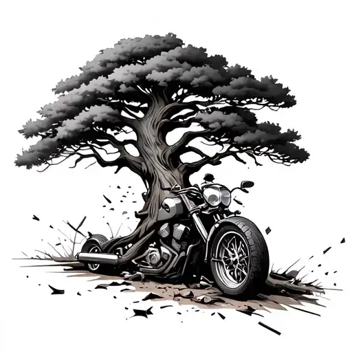 Tree With A Motorcycle Crash