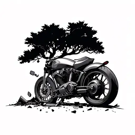 Tree With A Motorcycle Crash